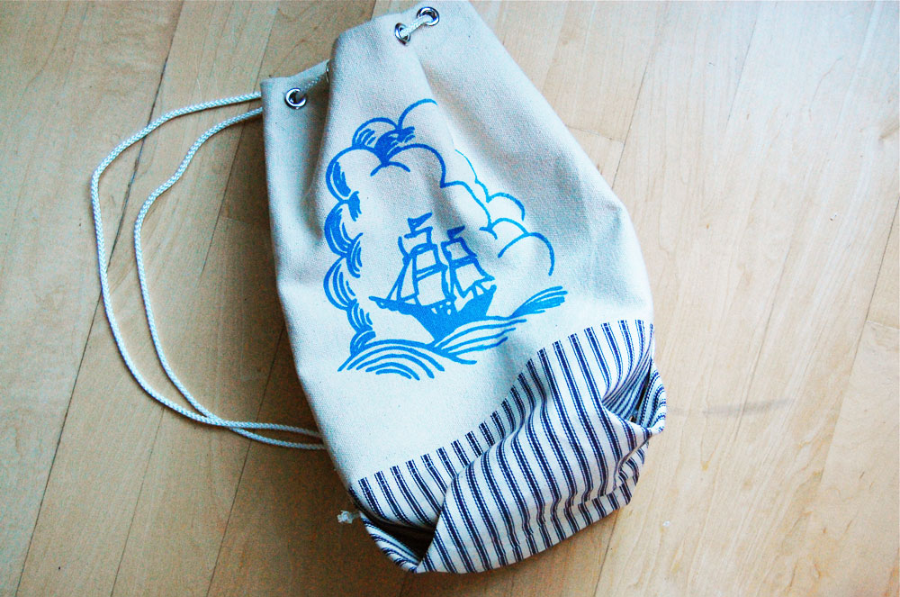 A custom drawstring stuff bag