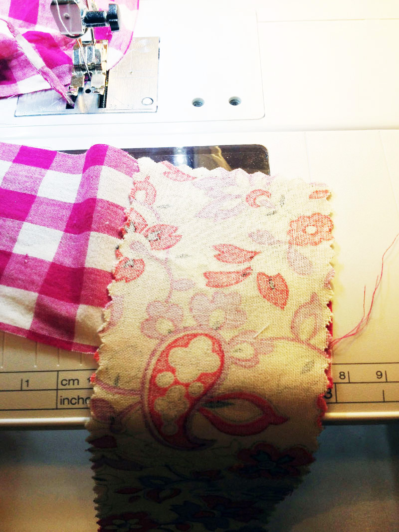 Jelly Roll Race Quilt, joining individual strips together