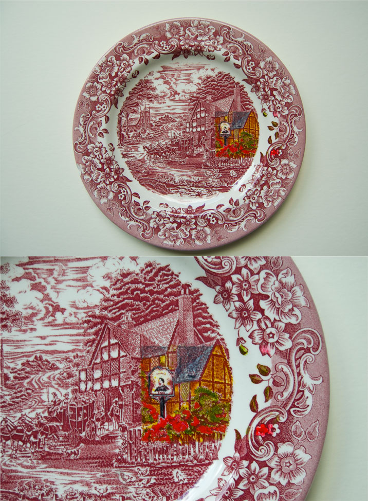 thrift store plate paintings