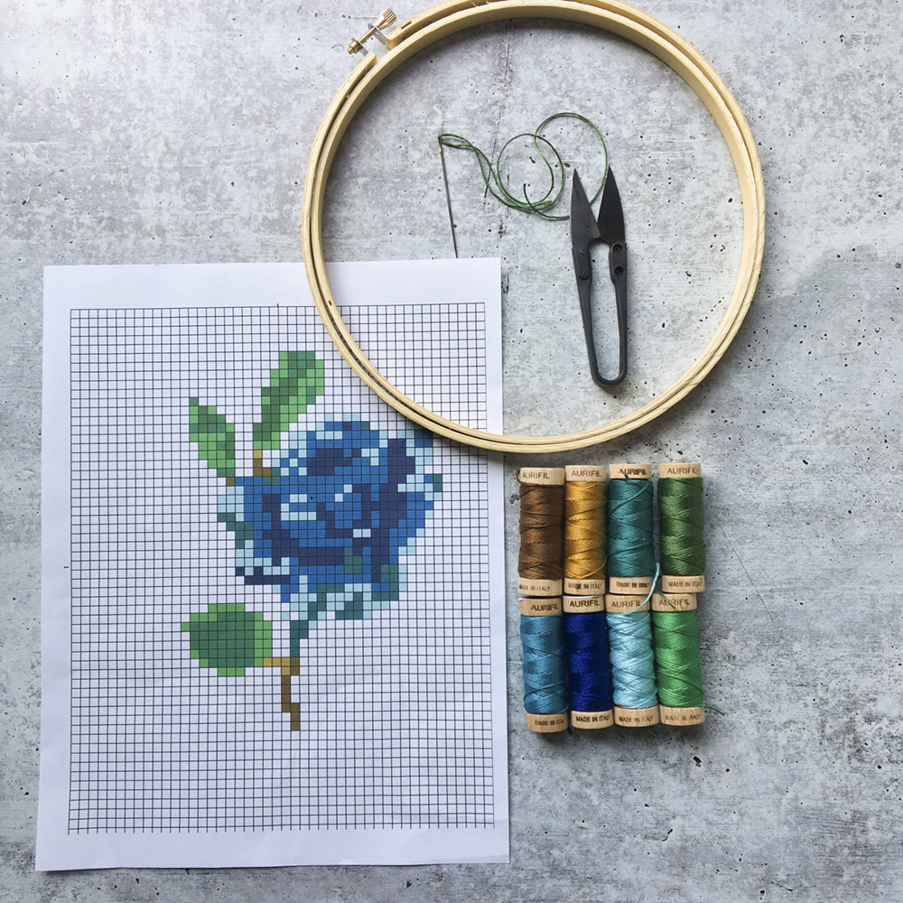 DIY Cross Stitch Flower supplies
