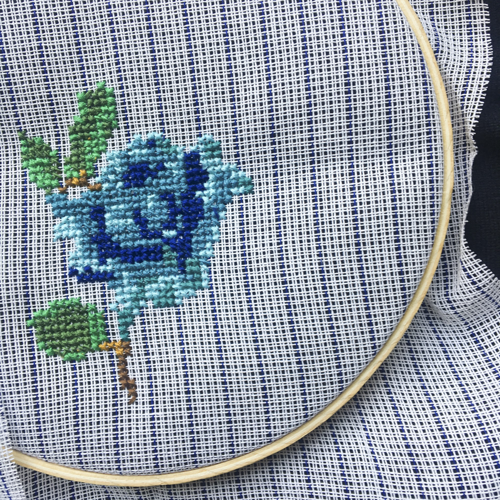 DIY Cross Stitch Flower progress