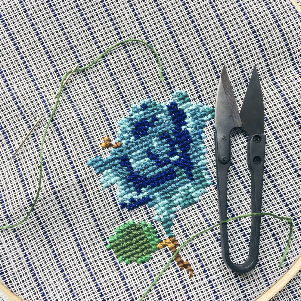DIY Cross Stitch Flower progress