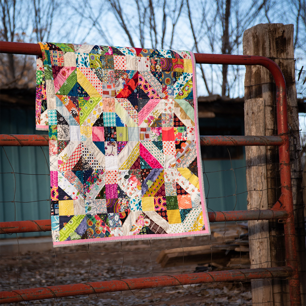 Rojas quilt folded on fence