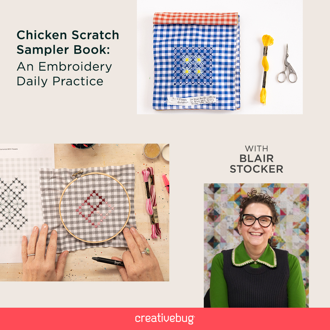 Chicken Scratch Embroidery daily practice class on Creativebug